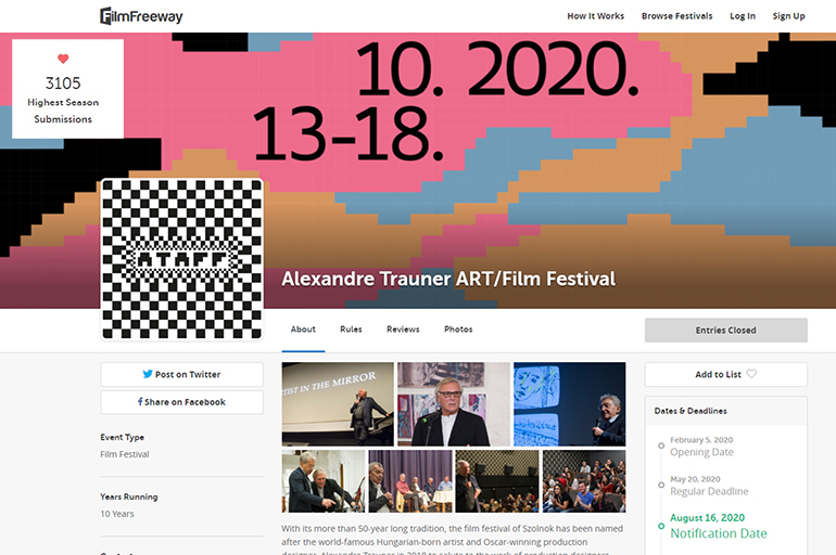 Több mint 3000 nevezés érkezett az Alexandre Trauner Art/Film Fesztiválra