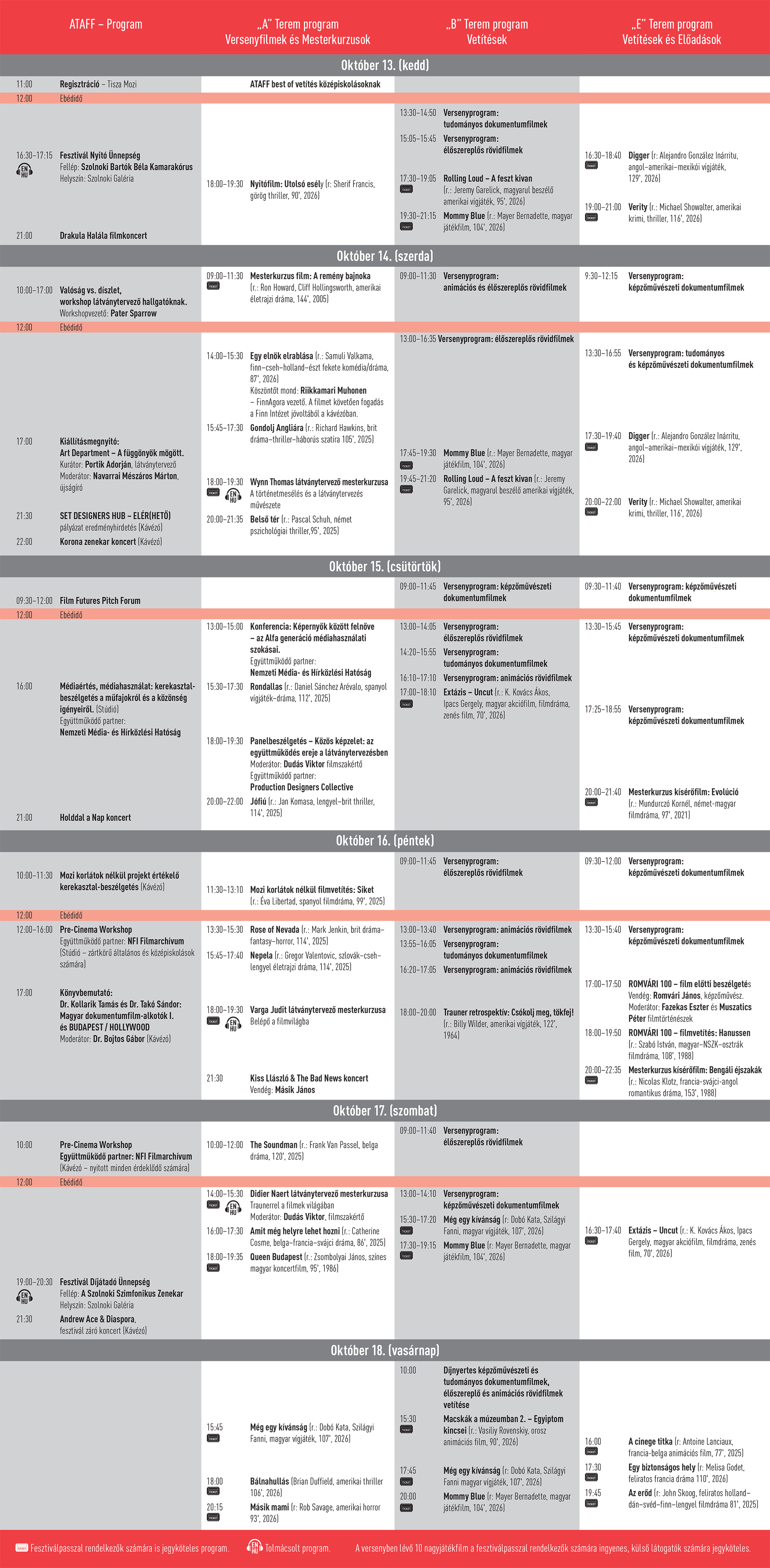 Fesztivál program