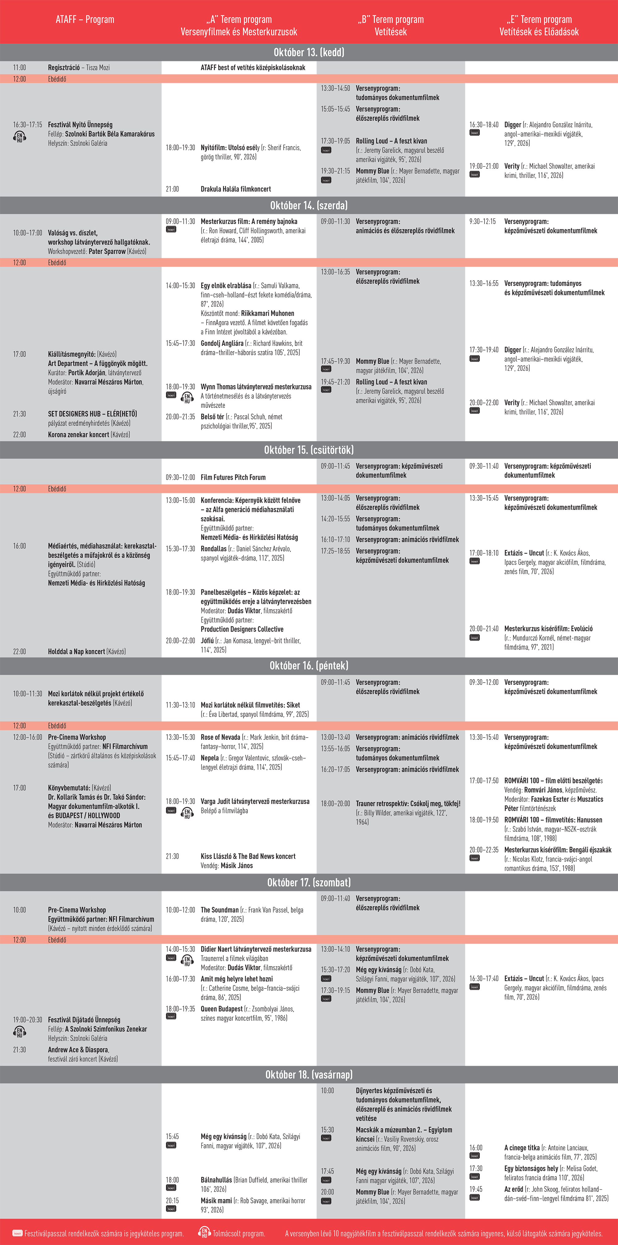 Fesztivál program