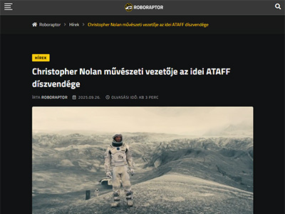 Christopher Nolan művészeti vezetője az idei ATAFF díszvendége