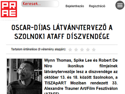 Oscar-díjas látványtervező a szolnoki ATAFF díszvendége